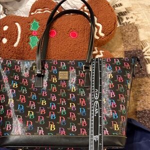 Dooney & Bourke Colorful Logo Black Tote